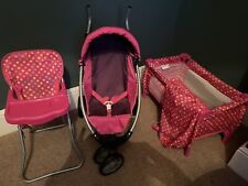 Dolls Toy Buggy, Travel Cot & High Chair  for sale  BRENTWOOD