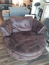 Brown Suede large swivel cuddle chair for sale  DUNSTABLE