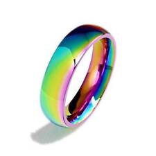 Classic Rainbow Colorful Stainless Steel Band Ring 6mm Size 7-13 for Men Women for sale  Shipping to South Africa