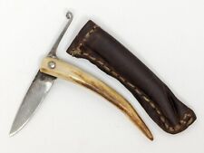 Used, Handmade Deer Horn Patch Knife 6" with Leather Sheath Early D. R. Good Tipton IN for sale  Shipping to South Africa