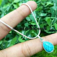 Turquoise Gemstone 925 Sterling Silver Plated Necklace Chain Pendant 16NC-P23 for sale  Shipping to South Africa