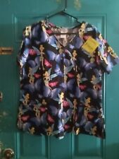 SCRUB TOP Disney's TINKERBELL W/ Butterflys Size X- Large Bright Colors 3 Pocket, used for sale  Shipping to South Africa