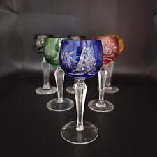Juego de 6 vasos de licor de cristal de corte bohemio de colores segunda mano  Embacar hacia Argentina