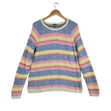 Suéter pulôver Talbots listra arco-íris pastel malha cabo frente algodão | GG comprar usado  Enviando para Brazil