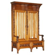 FINEST QUALITY HAMPTON & SON'S ANTIQUE VICTORIAN WALNUT HAND CARVED BACON SETTLE for sale  Shipping to South Africa