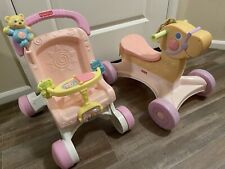Fisher Price Brilliant Basics Stroll Along Walker Doll Stroller & Music Pony for sale  Shipping to South Africa