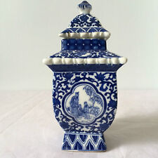 antiguo tarro de porcelana azul y blanco pagoda en la antigua China segunda mano  Embacar hacia Mexico