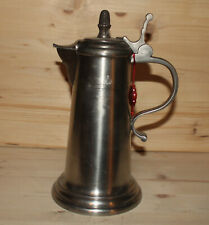 Vintage Swiss Zinngiesserei Aarau hand made pewter tea coffee pot lidded pitcher tweedehands  verschepen naar Netherlands