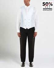 RRP €296 LUIGI BIANCHI MANTOVA FLIRT Waistcoat IT52 US42 XL Linen Blend White for sale  Shipping to South Africa