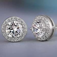 10MM 925 Sterling Silver Big Round Stud Earrings Made With Swarovski Crystals for sale  Shipping to South Africa