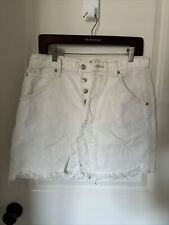 Saia jeans Free People tamanho 30 branca bainha desgastada com zíper bolsos mosca jeans comprar usado  Enviando para Brazil