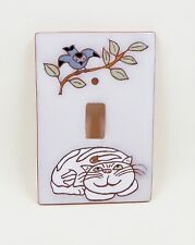 Glazed Pottery Cat And Bird Light Plate Wall Switch Cover Redware for sale  Shipping to South Africa