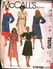 7870 Vintage McCalls SEWING Pattern Misses Pullover Dress Front Neck Opening OOP, used for sale  Shipping to South Africa