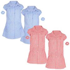Girls Gingham School Dress Pack Of 2 Check Print Dresses With Matching Scrunchie for sale  Shipping to South Africa