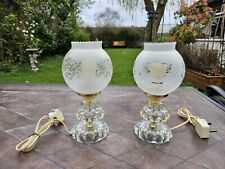 Set Pair of 2 Vintage Victorian Style Cut Glass Base Table Lamps 27cm Working, used for sale  Shipping to South Africa