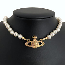 Autêntica corrente gargantilha colar de pérolas brancas de ouro Vivienne Westwood comprar usado  Enviando para Brazil