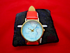 Relógio de pulso feminino quartzo - The America's Nautical Map pulseira de couro sintético vermelho, usado comprar usado  Enviando para Brazil
