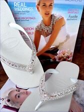 Chinelos de strass cristal Havaianas sapatos de casamento praia nupcial com Swarovski  comprar usado  Enviando para Brazil