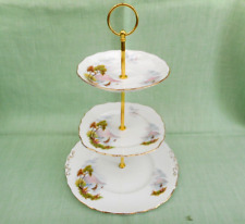 Vintage Colclough bone china 3 camadas suporte para bolo - montanhas rosa e veleiros 1646 comprar usado  Enviando para Brazil