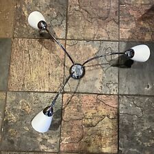 THREE ARM CHROME PLATED CEILING LIGHT WITH FROSTED GLASS GLOBE SHADES MODERN for sale  Shipping to South Africa