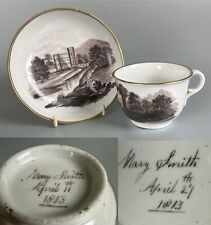 Taza y platillo de porcelana inglesa c1813 con fecha Mary Smith. Antigua porcelana inglesa segunda mano  Embacar hacia Argentina