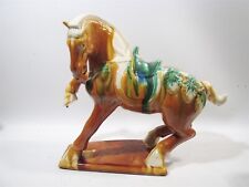 Vtg Chinese Dynasty Style Sancai Glazed Pottery Horse Figurine 12” Midcentury for sale  Shipping to South Africa