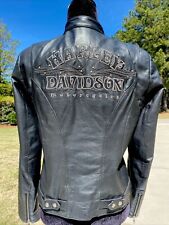 Harley Davidson Women Black Leather Jacket Embroidered Medium for sale  Shipping to South Africa