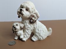 Estatueta Shitzu mãe e filhote de cachorro cerâmica pele bebês vintage Japão branco preto comprar usado  Enviando para Brazil