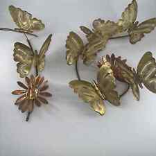 Vintage Brass & Copper Butterfly & Daisy 2 Pc. Wall Art Mid-Century Decor 17” for sale  Shipping to South Africa