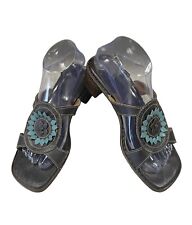 Tsonga Women’s Slip On Heeled Sandal Brown and Teal Size 8.5 Made South Africa for sale  Shipping to South Africa
