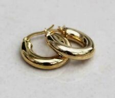 Vintage 14k Yellow Gold Finish Classic Small Chunky Huggies Hoops Earrings for sale  Shipping to South Africa