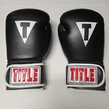 Luvas clássicas de couro genuíno estilo profissional Title Boxing 16 oz preto branco, usado comprar usado  Enviando para Brazil