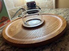 Used, Vintage Vermillion Solid American Oak Chip & Dip Set Round w/Clear Glass Bowl for sale  Shipping to South Africa