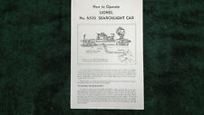 LIONEL # 6520 SEARCHLIGHT CAR INSTRUCTIONS ORIGINAL for sale  Shipping to South Africa