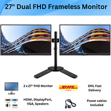 Monitor duplo HDMI sem moldura Dell HP 2 x 27" tela LED para jogos barata - suporte de mesa comprar usado  Enviando para Brazil