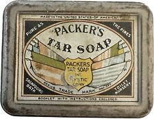 Packer's Healing Tar Soap Tin VTG 1939 Publicity Tin Mystic Connecticut, Vazio comprar usado  Enviando para Brazil