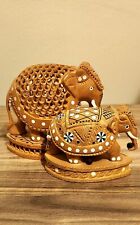 Used, Wooden carving elephants handmade Home & Office Decorative gift for sale  Shipping to South Africa