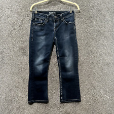 Usado, Jeans cropped prata Aiko Kick Flare 26 cintura baixa lavagem escura ponto grosso jeans comprar usado  Enviando para Brazil