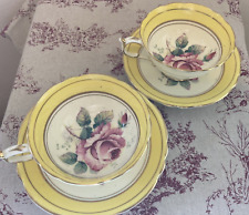 Used, Pair of Paragon Yellow with Pink Cabbage Roses Cup and Saucer, c1950s  Set2 for sale  SHEFFIELD