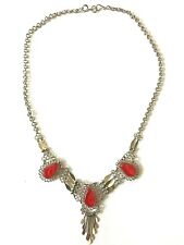 Necklace silver red for sale  LISKEARD
