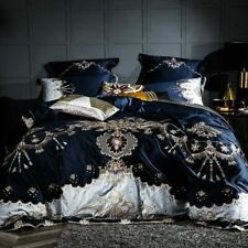 Conjunto de cama de algodão egípcio 1000TC luxo bordado conjunto de cama capa de edredom ajustada, usado comprar usado  Enviando para Brazil