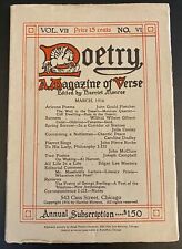 Usado, REVISTA POESIA DE VERSO março de 1916 Joseph Campbell, Edgar Lee Masters, etc comprar usado  Enviando para Brazil