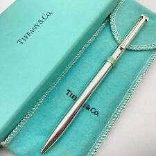 Tiffany Ballpoint Pen T Clip oil-based black ink blue band silver 925 Authentic, used for sale  Shipping to South Africa