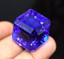 GIE Certified Natural 92.35 Ct Brazilian Blue Topaz Cube Shape Loose Gemstone for sale  Shipping to South Africa