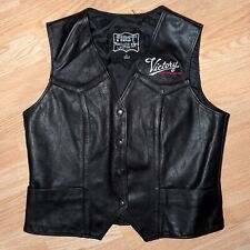 VICTORY MOTORCYCLE POLARIS WOMEN'S VEST LEATHER SNAP BLACK SZ LARGE  for sale  Shipping to South Africa