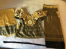 Black & Gold African Print Handmade Skirt, Blouse & Scarf for sale  Shipping to South Africa