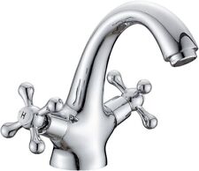 Traditional Victorian Monobloc Basin Mixer Tap Vintage Chrome Dual Cross Handle  for sale  Shipping to South Africa