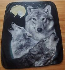 Cobertor de pelúcia Wolves Howling At Yellow Moon Throw Wolf Lover super macio 48x59 comprar usado  Enviando para Brazil