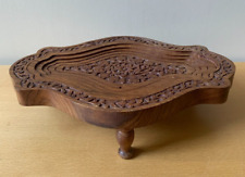 Rare, Indian, Carved Wooden, Collapsible, Footed, Oblong Basket/Bowl, Trivet for sale  Shipping to South Africa