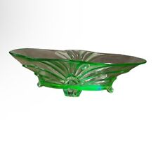 Green Uranium Glass Footed Oblong Bowl Art Deco 31cm Vintage for sale  Shipping to South Africa